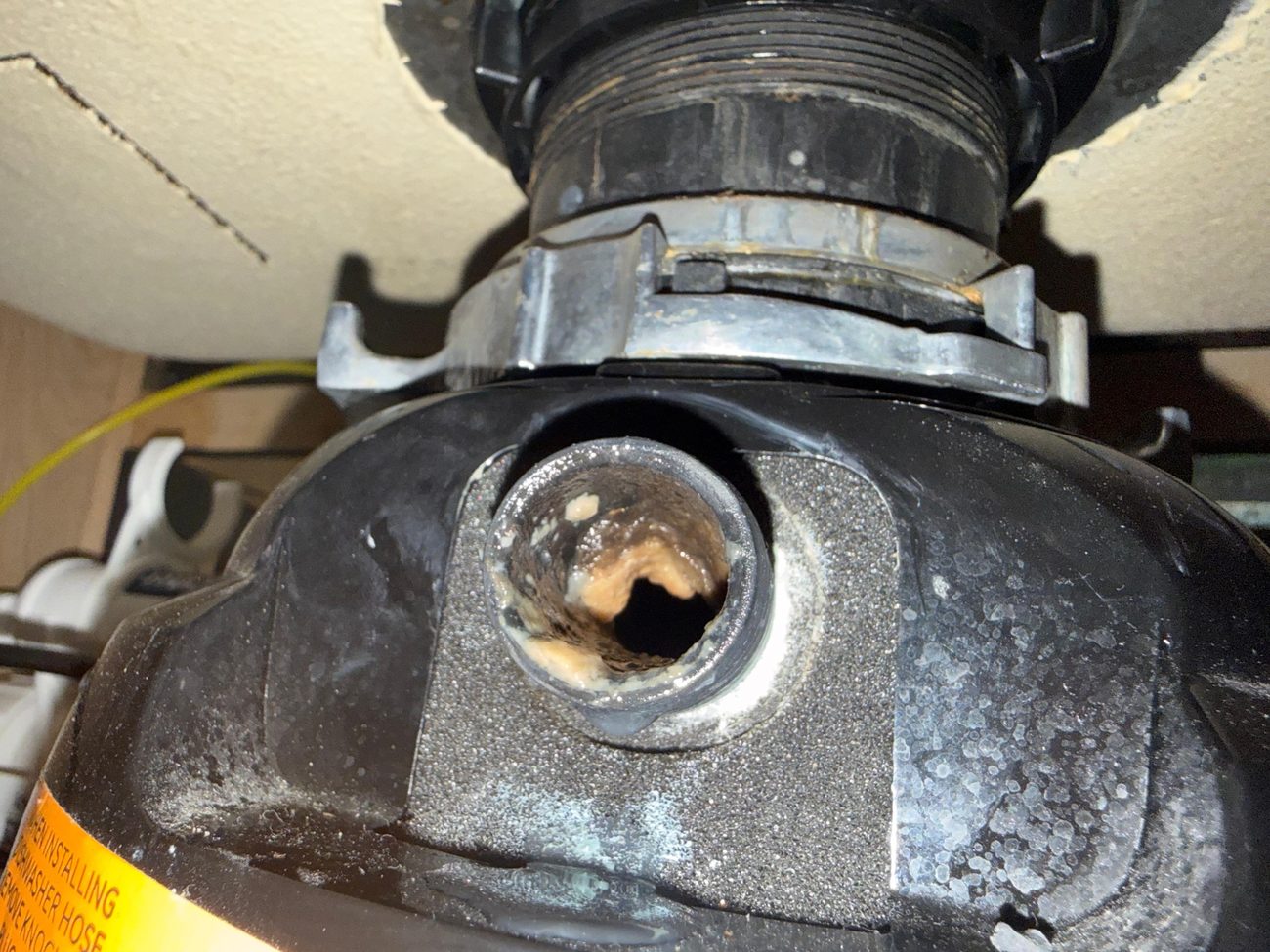 Clogged drain port removed