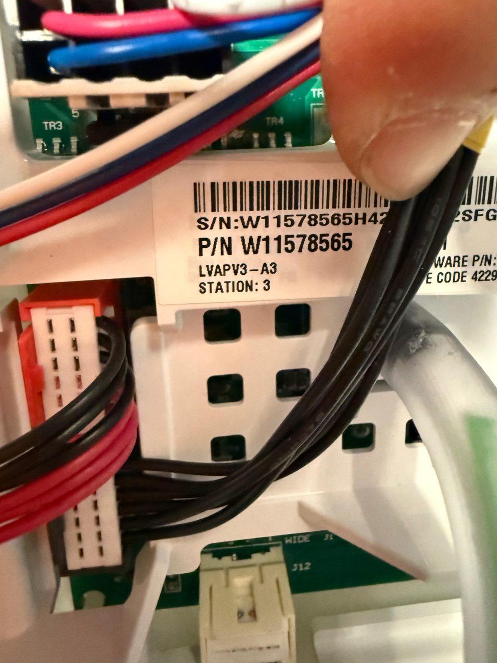 Appliance model number label